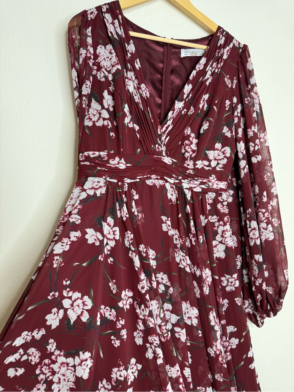 Mac Duggal Floral Chiffon Maxi
Gown Burgundy Sz 10 - Picture 8 of 16